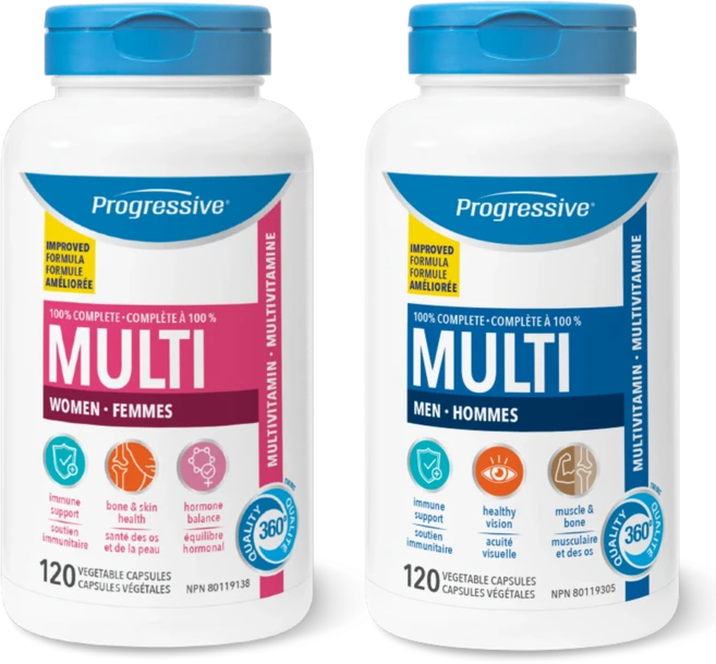 프로그레시브 Progressive 멀티비타민 Multivitamin 성인 여성 & 남성 120정, 2개 - 쿠팡