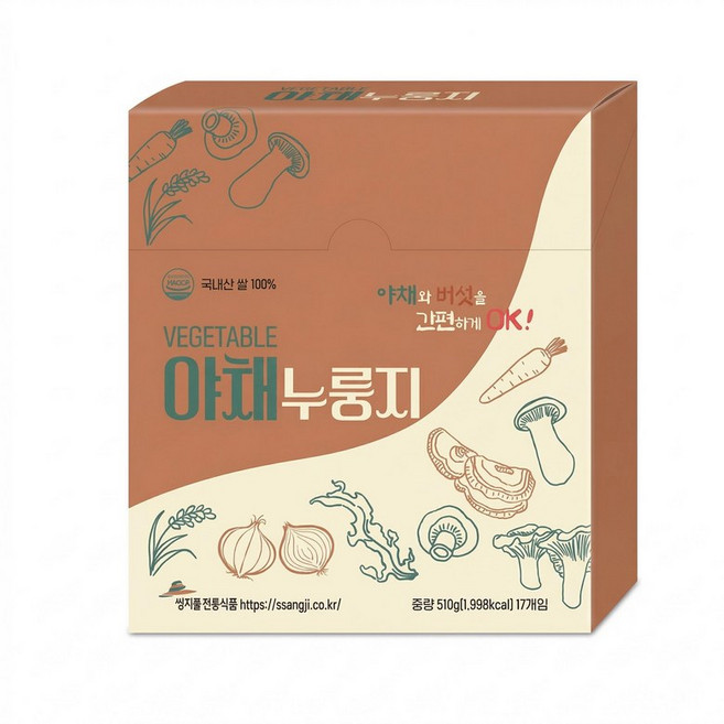 쌍지뜰 국내산 야채누룽지 한잔 스틱 30g 17개 1박스