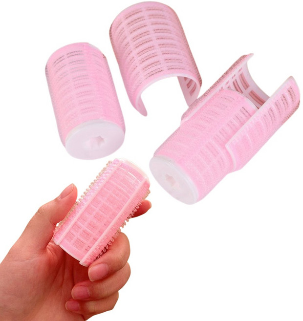 서희물류 헤어롤 앞머리 구르프 2개 긴머리 셀프 볼륨업 찍찍이 뿌리펌, 핑크 소형, 1개, 핑크