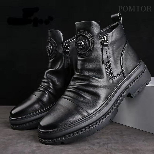 POMTOR 남성 워커 사이드지퍼 논슬립 편한 신사 부츠