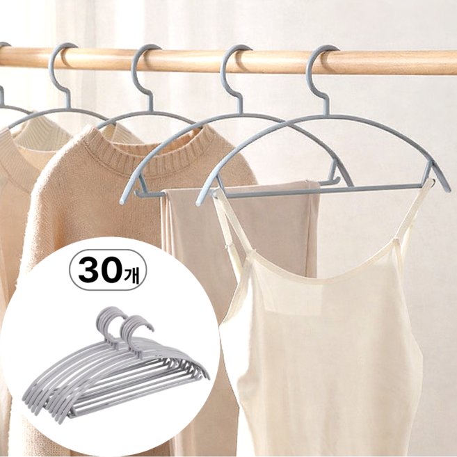다실 밀착논슬립 어깨뿔방지 옷걸이, 그레이, 30개