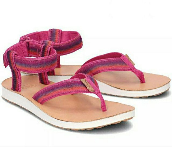 Teva (女)經典織帶涼鞋 快乾耐磨 戶外休閒必備 舒適百搭展現時尚品味, 紅紫漸層,US7