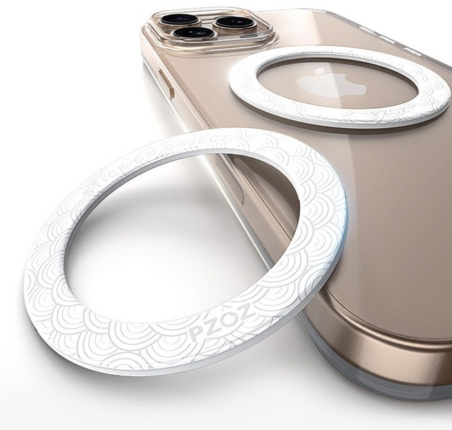 PZOZ 양면 흡착 초슬림 마그네틱 링 세트 벽 차량용 핸드폰 거치대, 화이트, 1세트