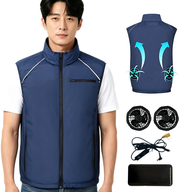 [KC인증] 남녀공용 선풍기조끼 쿨링조끼 작업복/낚시/등산/야외활동에
