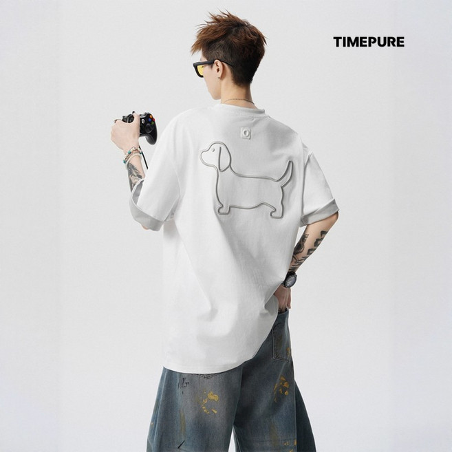 2026 프리미엄 데일리 캐주얼 반팔 티셔츠 오버핏 컬러 블록 반팔 티셔츠