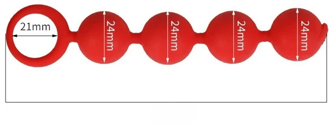 4개의 비즈 실리콘 항문 플러그 (당김 링 포함) 항문 비즈 플러그 항문 비즈 확장기 야외 항문 질 마사, 02 Red - 쿠팡