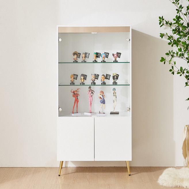 수납과장식을동시에 골드 콤비 4단 유리 장식장 (400/600/800) 진열장, 골드 콤비 600-4단 장식장(화이트), 골드 콤비 600-4단 장식장(화이트)