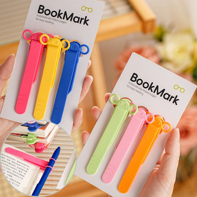 데이엘라 실리콘 북마크 북클립집게 노트집게 북클립 책갈피, 1세트, 비비드+파스텔(펜꽂이형)