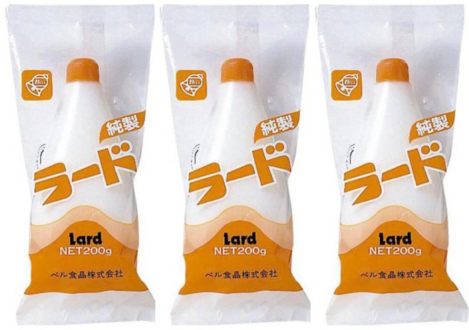 일본 베루 식품 순도 라드 돼지기름, 3개, 200g