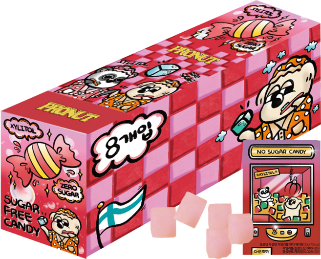 프로넛 무설탕 자일리톨 캔디 체리 묶음, 8개, 30g