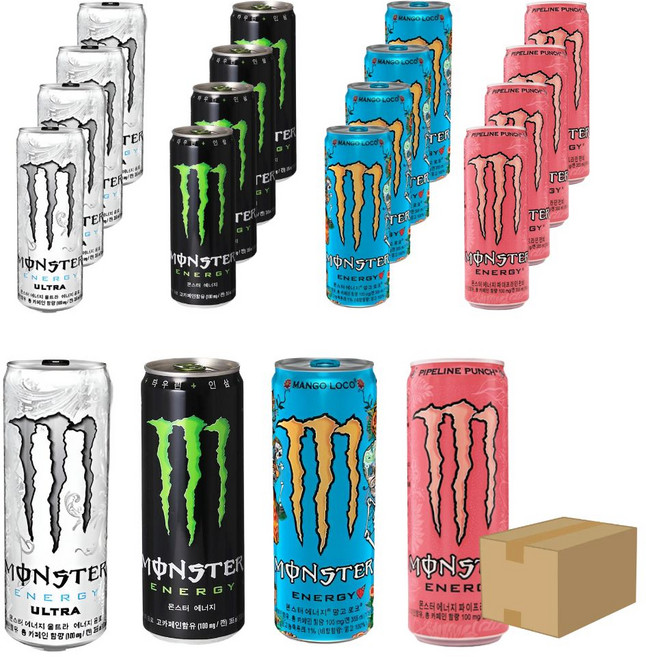 [예진마트]몬스터 에너지드링크 355ml x 10캔 혼합 울트라 그린 망고로코 파이프라이펀치 오지 레모네이드, 울트라2+그린2+망고로코2+파이프라인2+오지레모네이드2, 1세트