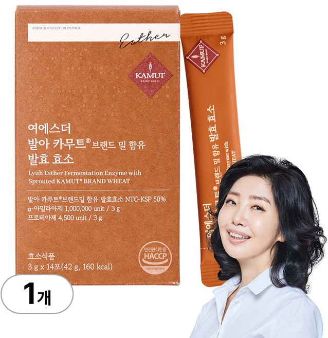 본사직영 여에스더 발아 카무트® 브랜드 밀 함유 발효효소(100만 unit 효소역가) 국민영양 프로젝트, 1박스, 14회분