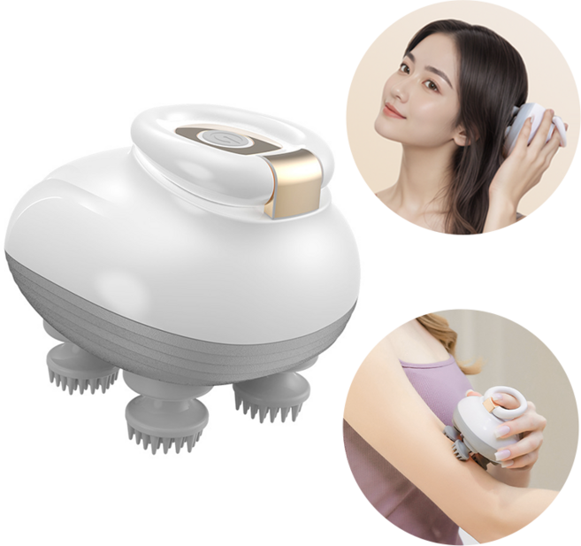 전동 두피 마사지기 헤어 케어 건습 양용, 화이트