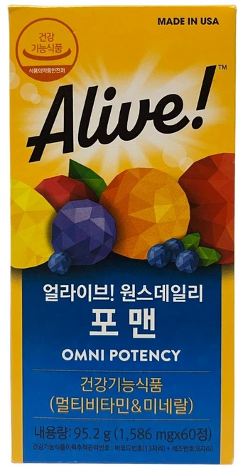 얼라이브 원스데일리 포 맨 멀티비타민, 60정, 1개 - 쿠팡