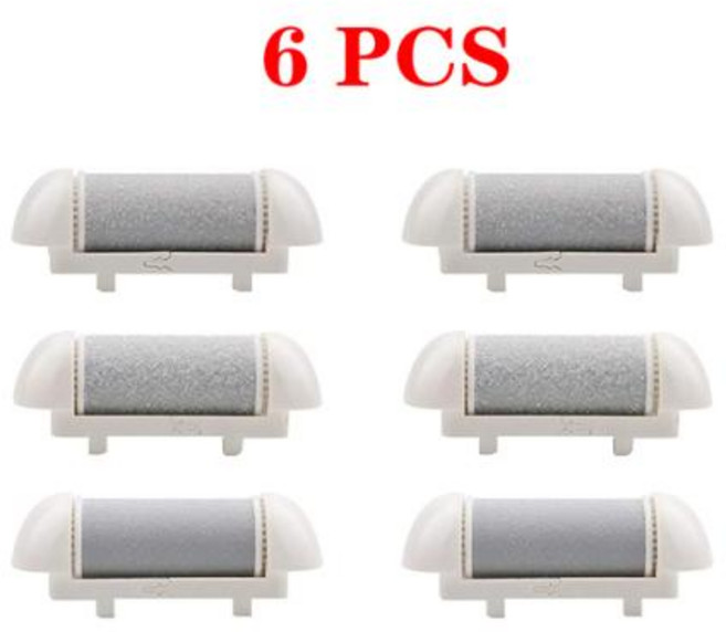 굳은살제거기 발뒤꿈치각질제거 단단한 각질 굳은살 제거제 리필 교체 롤러 전기 발 파일 관리 도구 헤드 페디큐, 2) 6PCS (그레이)