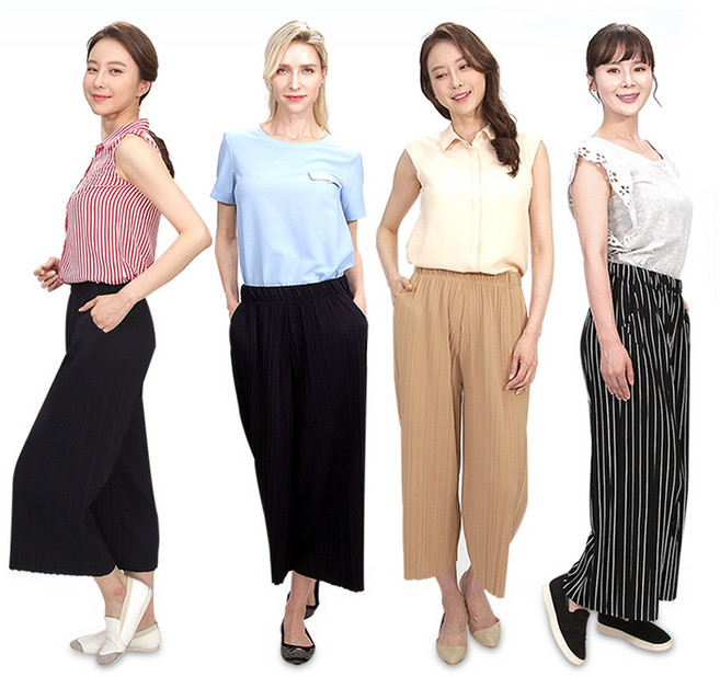여성 냉장고바지 아이스바지 여름바지 9부바지 디콜 쿨 플리츠 3종 세트