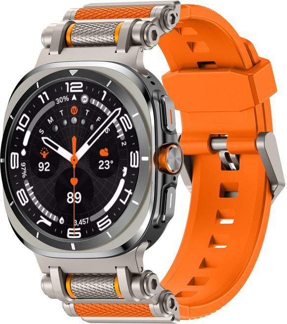 삼성 갤럭시워치8 울트라 호환 기어 디자인 실리콘 스트랩 스포츠 밴드 47mm, 티타늄 오렌지