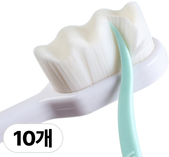 비바프 부드러운 저자극 미세모 만모 칫솔, 하얀, 1세트, 10개입