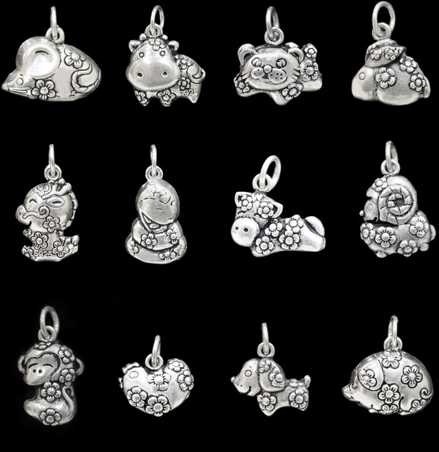 선우몰 은12지 실버 925 팔찌재료 DIY제작 팔찌만들기 비즈공예 펜던트 악세사리장식, 토끼, 1개