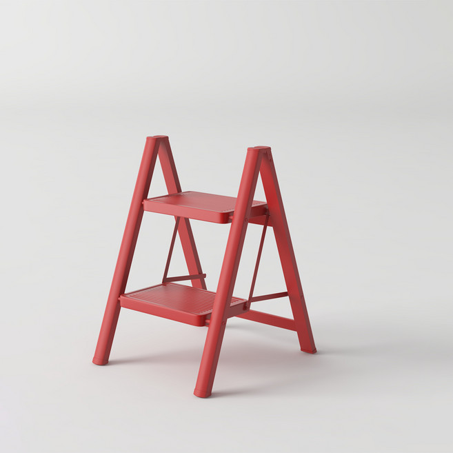 [리퍼] 가정용 접이식 사다리 A11 2단 KLA-3944 세차 청소 인테리어 발판 스툴, 레드
