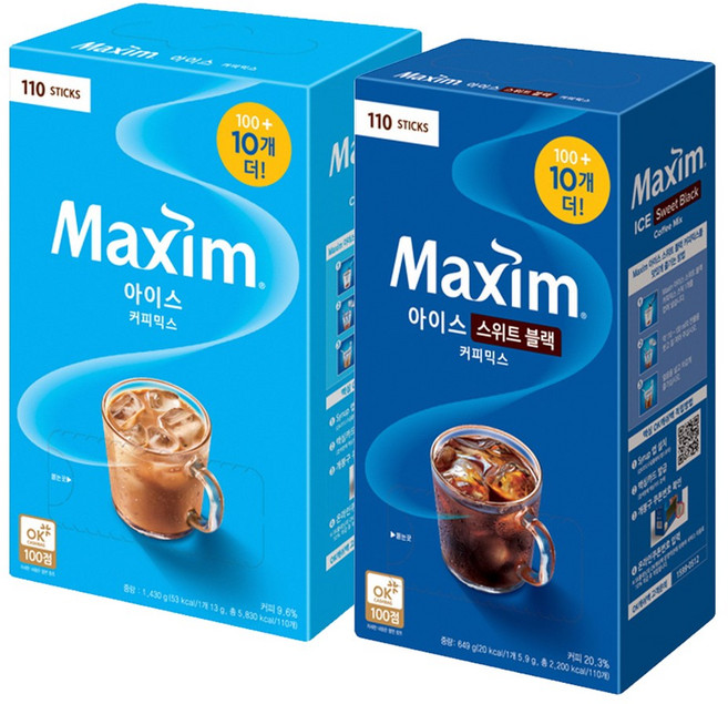 맥심 아이스믹스 100T+아이스블랙 100T, 1세트, 1개입, 5.9g