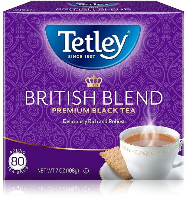 Tetley British Blend 프리미엄 디카페인 홍차 디카페인 차 티백 40개(6개 팩) 열대우림 동맹 인증, Black Tea