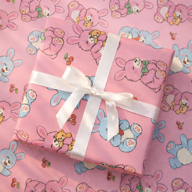 [무해해] 선물 종이 포장지, 핑크레빗, 10개
