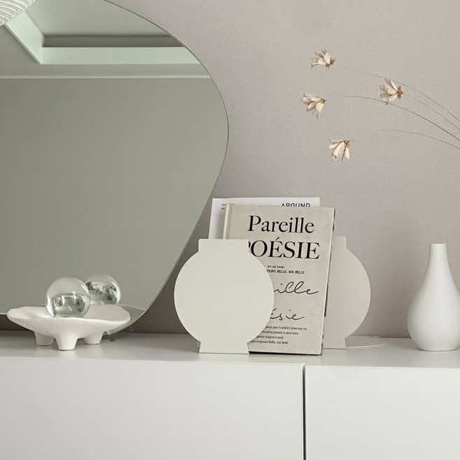 아르킨 달항아리 북앤드 책꽂이 책상 오브제 데스크테리어, 스노우화이트