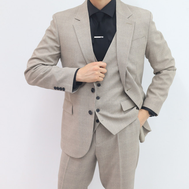 빅사이즈 남성 3피스 정장 세트 110~130 슬림핏 베스트 포함 결혼식 면접 수트