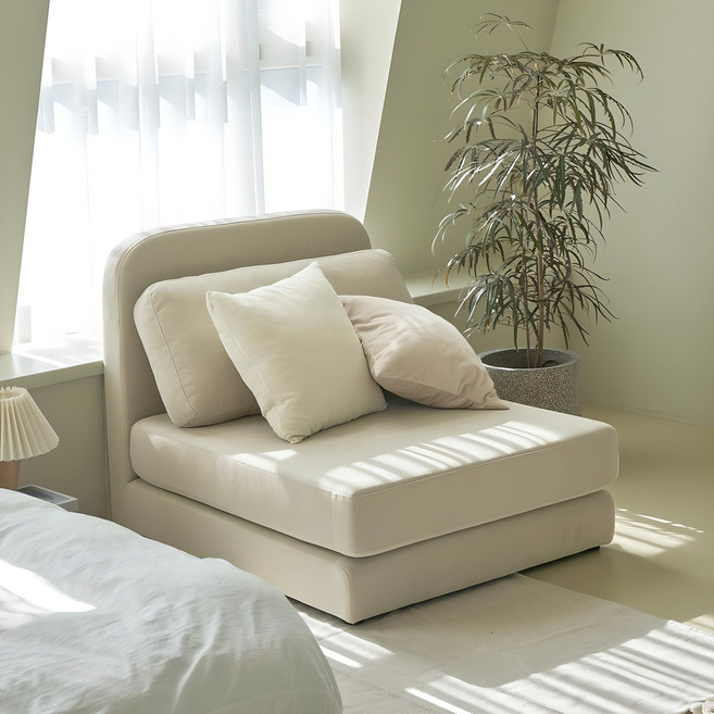 레이디가구 오트 아쿠아텍스 접이식 암리스형 1인용 소파베드 방문설치, 오트밀베이지