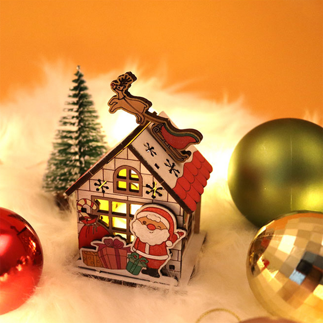 크리스마스 산타 무드등 만들기 우드 DIY 공예 (LED촛불포함), 1개