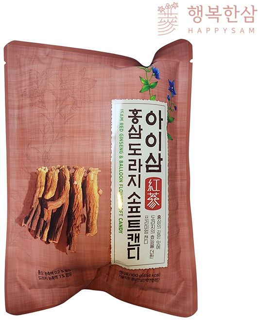 아이삼 홍삼 도라지 사탕 소프트 고급 캔디 행복한삼, 30개, 100g