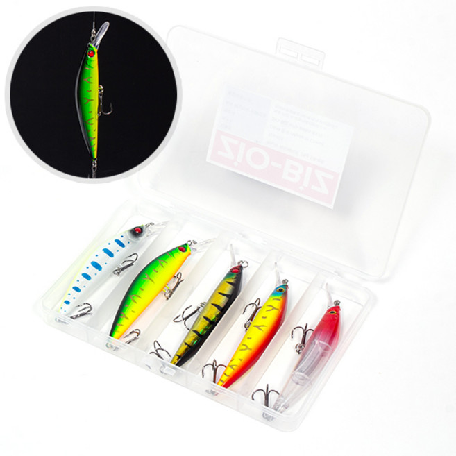 ZIO-BIZ 미노우 하드베이트 25g 5종세트 / 3D 입체 어안 싱킹미노우 루어낚시 루어미끼 루어미노우 쏘가리미노우 쏘베이트 배스 농어 꺽지 루어 쏘베이트 미노우 낚시용품, 1세트, 혼합색상