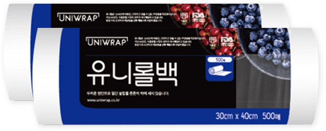 일회용 주방 업소용 위생 유니 롤백 롤팩 봉투 30x40cm 500매 1박스 12개, 유니롤백 30x40x500매 대 1박스 12개