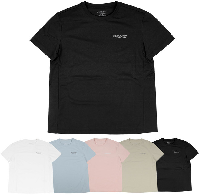 [국내매장 정품] 디스커버리 여성 에버딘 스몰로고 반팔 티셔츠 5종 택1 + 스포츠양말