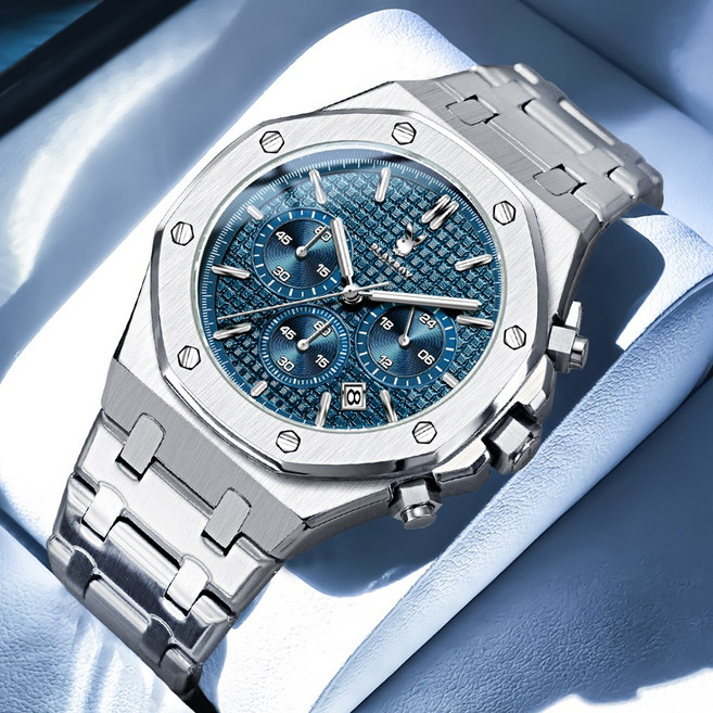 PLAYBOY 플레이보이 남성용 시계 고급스럽고 심플한 디자인의 방수 스테인리스 스틸 밴드