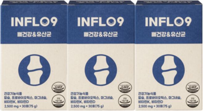 인플로나인 뼈건강 칼슘 마그네슘 비타민D 100억 생유산균, 90개, 2.5g