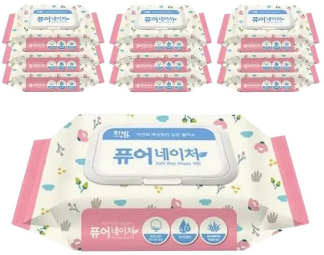 리빙리빙 리빙 퓨어 네이처 물티슈 캡형 100매 10팩 (42931204), 10개