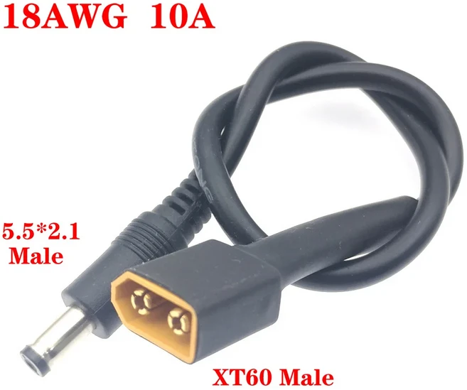 1개 10A 초연성 XT60 플러그 남성 여성 커넥터에서 DC 5525/DC5521 전원 케이블로 연결 멀티로터 현장 수리, 03 60male-5521male