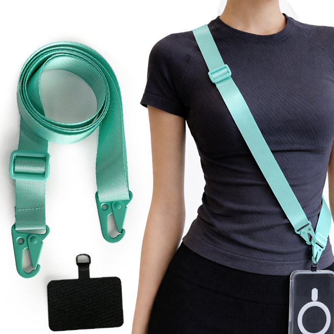 다람앤토리 도난방지 튼튼한 크로스 핸드폰 스트랩 목걸이줄, 1개, 민트