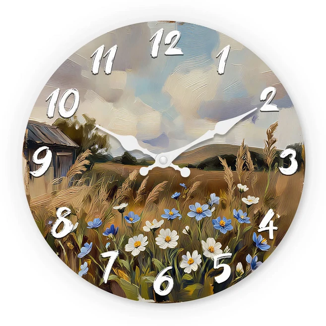 전원시골 풍경 나무 벽시계 10-16인치 무소음 AA 배터리 작동 거실 서재에 미포함) 어머니날 부활절 만우절, 14Inch, 01 멀티
