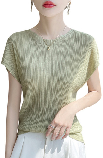 여름 여성용 라운드넥 스판소재 니트 티셔츠 시원한소재 슬림핏 M5304