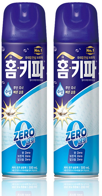홈키파 제로 에어졸 500ml 모기 수성 스프레이, 2개