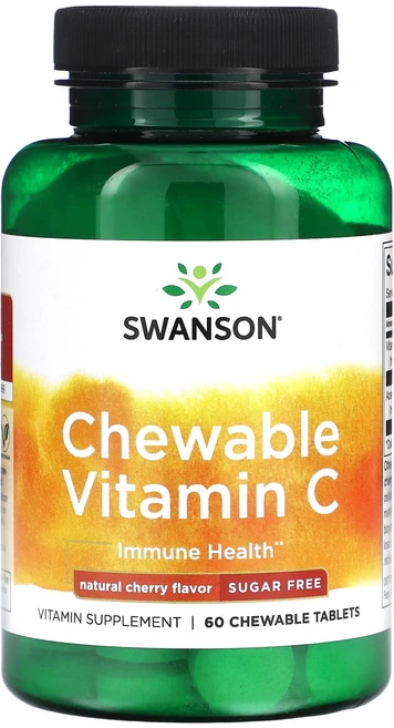 Swanson 츄어블 비타민C 무설탕 천연 체리 맛 츄어블 정 60정, Swanson츄어블비타민C무설탕천연체리맛츄어블정60정, 1개 - 쿠팡