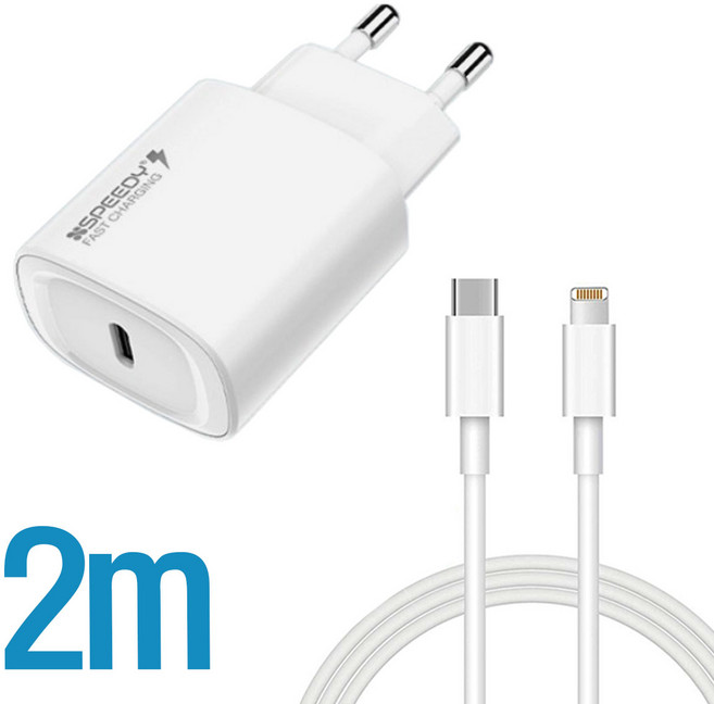 아이패드10.2 7세대 전용 PD 고속충전기+케이블 C타입 TO 8핀, 아이패드10.2 7세대 충전기+8핀케이블(2m), 1세트