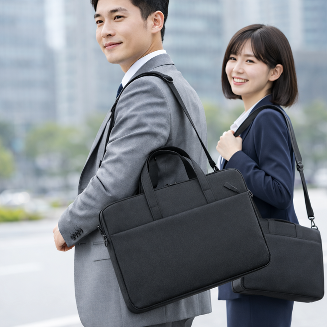 아크포지 미니멀 비즈니스 노트북 가방 파우치 직장인 데일리, 1개, 블랙