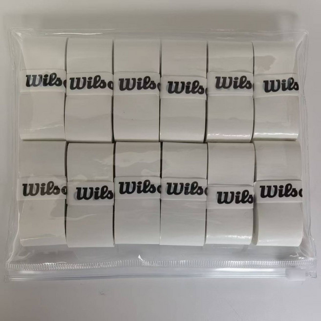 충격 흡수 끈적 테니스 라켓 오버 그립 미끄럼 방지 테이프 스포츠 낚싯대 스웨트 밴드 액세서리, 1개, 01 WILSON WHITE 15PCS
