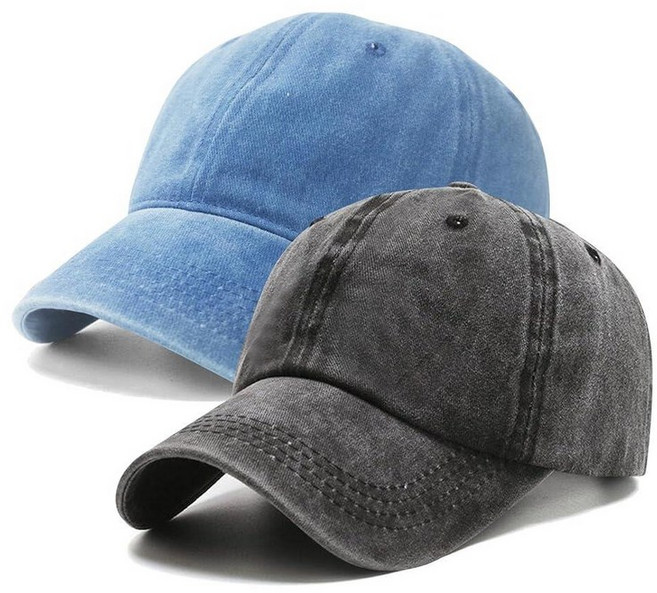 PFFY 빈티지 워싱 디스트레스드 야구 모자 골프 볼캡 남성 여성용 블랙+카키(세탁), Skyblue+black(washed)