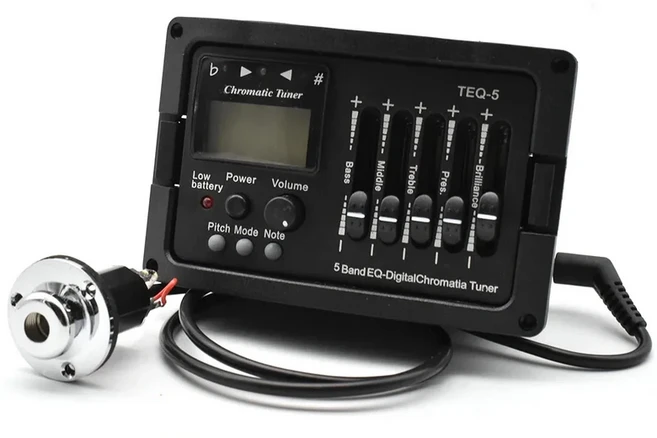 어쿠스틱 기타 프리앰프 EQ 이퀄라이저 클래식 디지털 크로마티아 블렌드 튜너 피에조 픽업 5 밴드, [02] with endpin cover, 1개