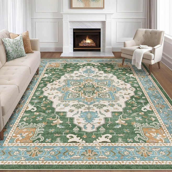 8x10 Area Rugs Living Room: Washable Boho Large Neutral Vintage Soft Rug Stain Resistant Farmhouse, 8x10 Area Rugs Living Room: Wa